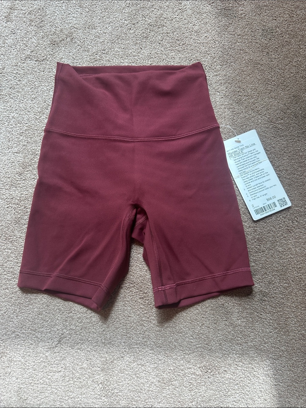 lululemon Wunder Train No Line HR Short 6” Burgundy Bay